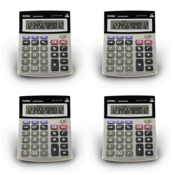 Pack de 4 Calculadoras de Escritorio Royal Consumer CE250 con Pantalla LCD de 12 Dígitos