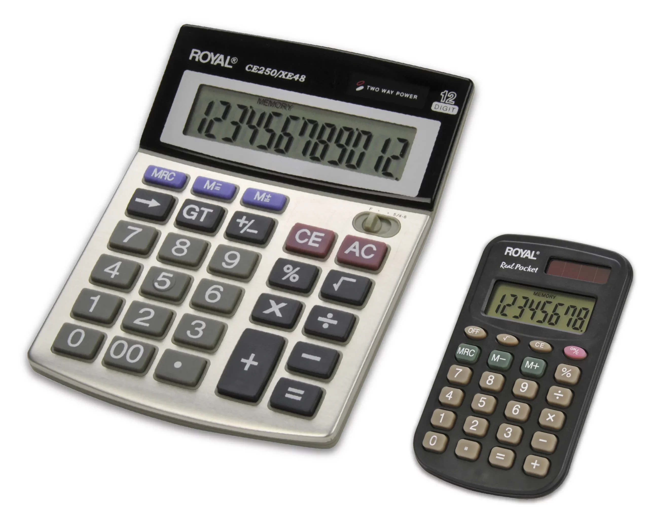 Royal Consumer Pack de 2 calculadoras de escritorio y bolsillo