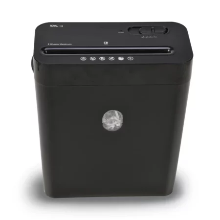 Trituradora de papel Royal Consumer PX8 color negro con función de corte cruzado para 8 hojas y tarjetas de crédito.