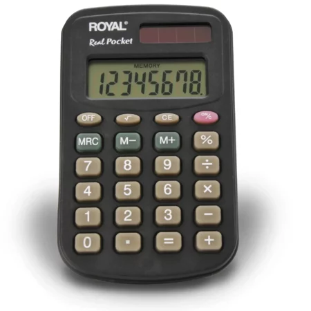 Calculadora de Bolsillo Royal Real Pocket con Pantalla de 12 Dígitos y alimentación solar