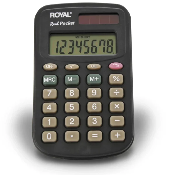 Calculadora de Bolsillo Royal Real Pocket con Pantalla de 12 Dígitos y alimentación solar