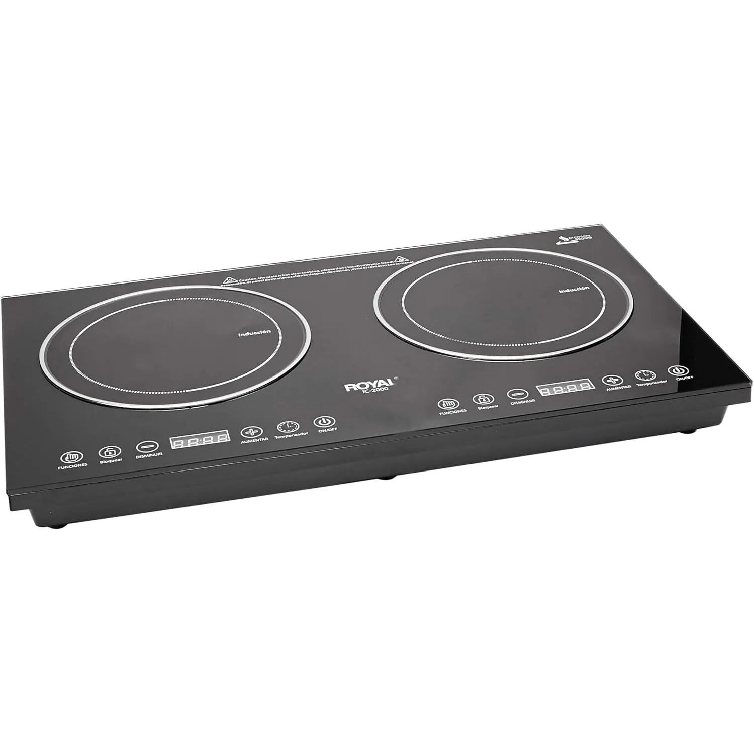 Parrilla de Inducción Royal IC2000 de Doble Quemador con Superficie de Cristal Templado