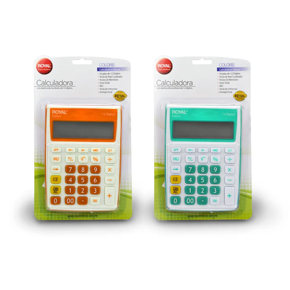Calculadora de Escritorio Royal Colors con Pantalla de 10 Dígitos color azul naranja rojo