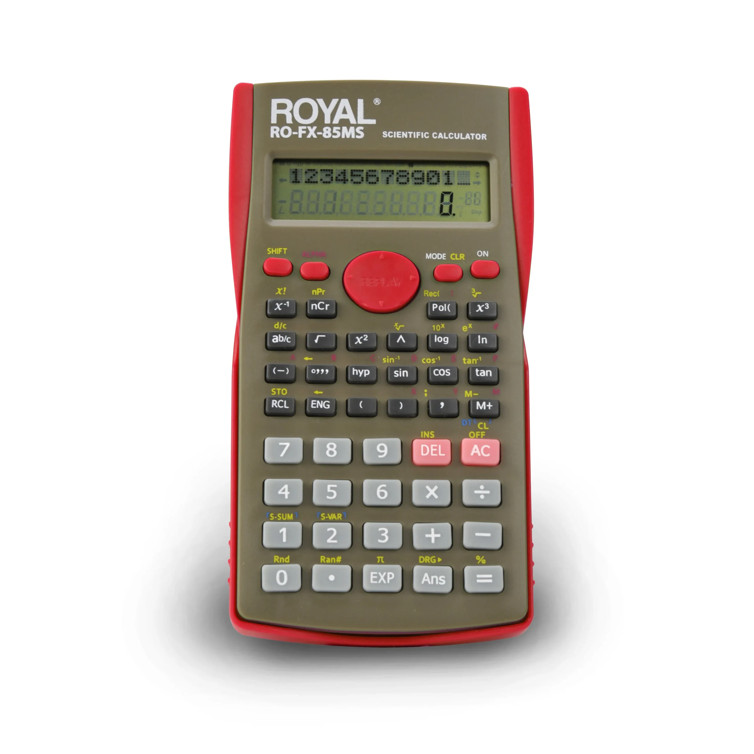 Calculadora Científica Royal RO-FX-85MS con Pantalla de 2 Líneas y 240 Funciones, color rojo