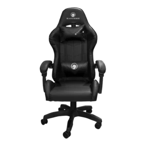 Silla gamer ergonómica BlackHorse BHGC350 en color negro, con vista frontal mostrando su diseño y reposabrazos.