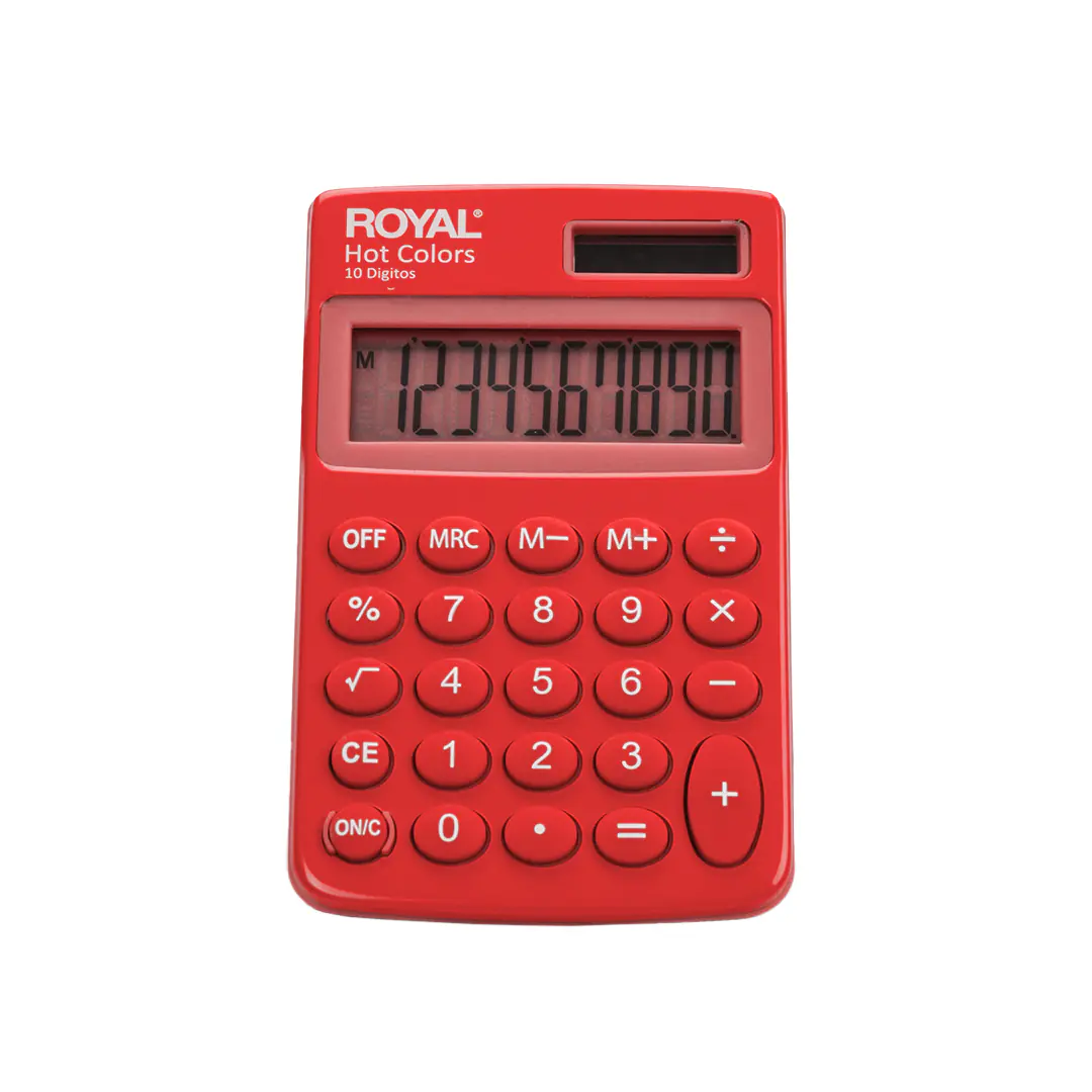 Calculadora de Bolsillo Royal Hot Colors con Pantalla de 10 Dígitos color rojo