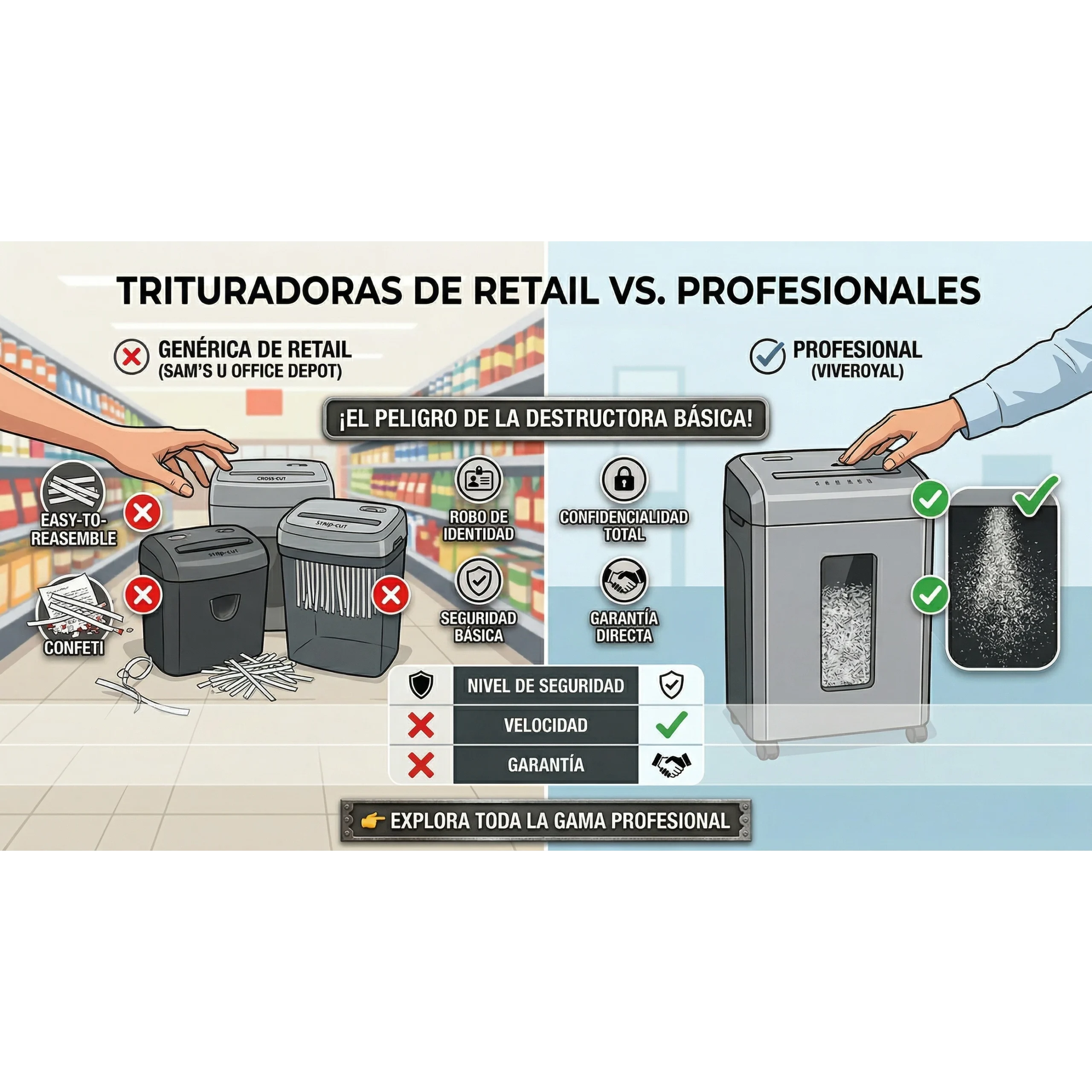 Trituradoras de Royal vs retailers Sam's y Office Depot
