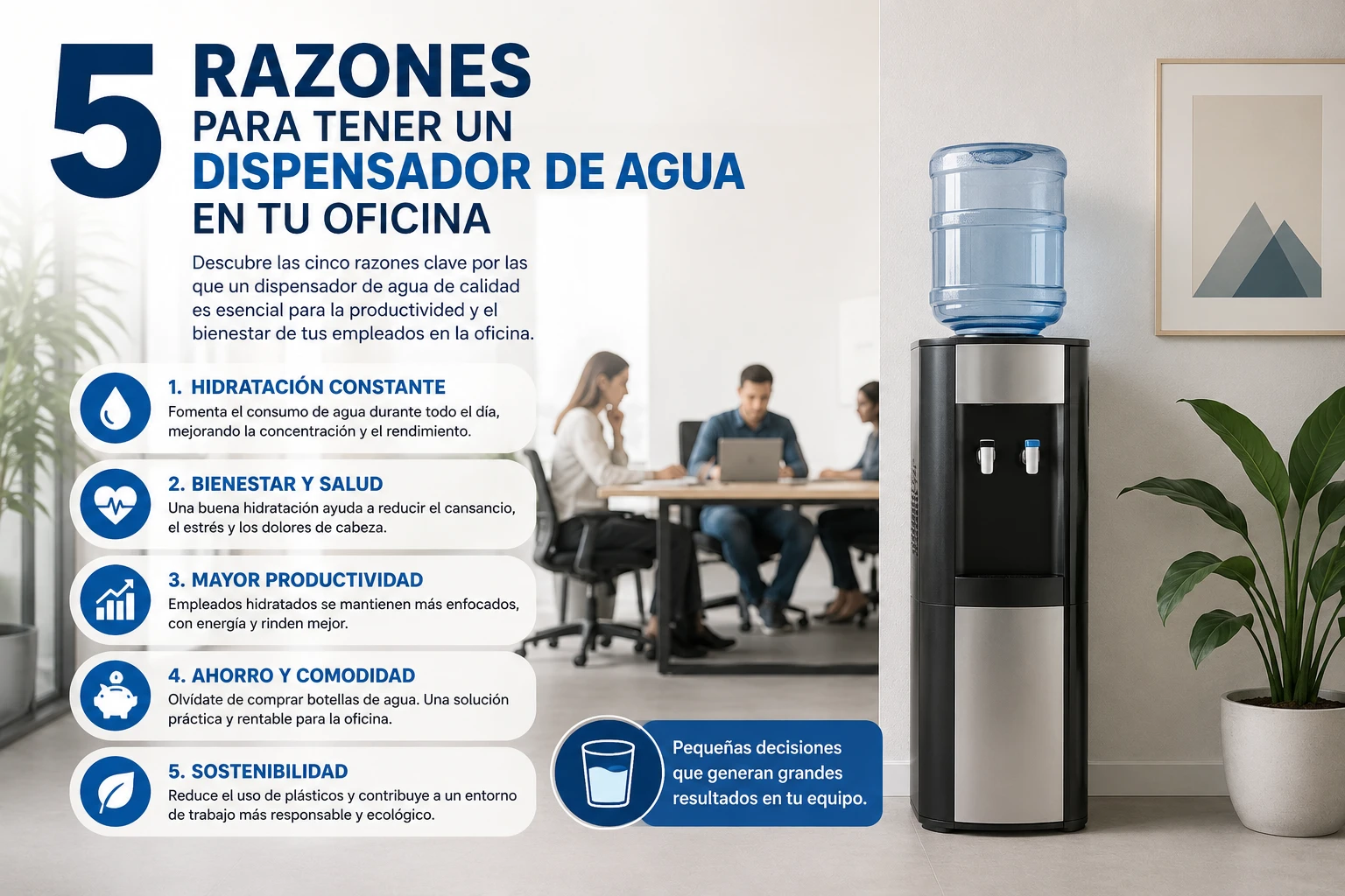 Beneficios de beber agua en la oficina