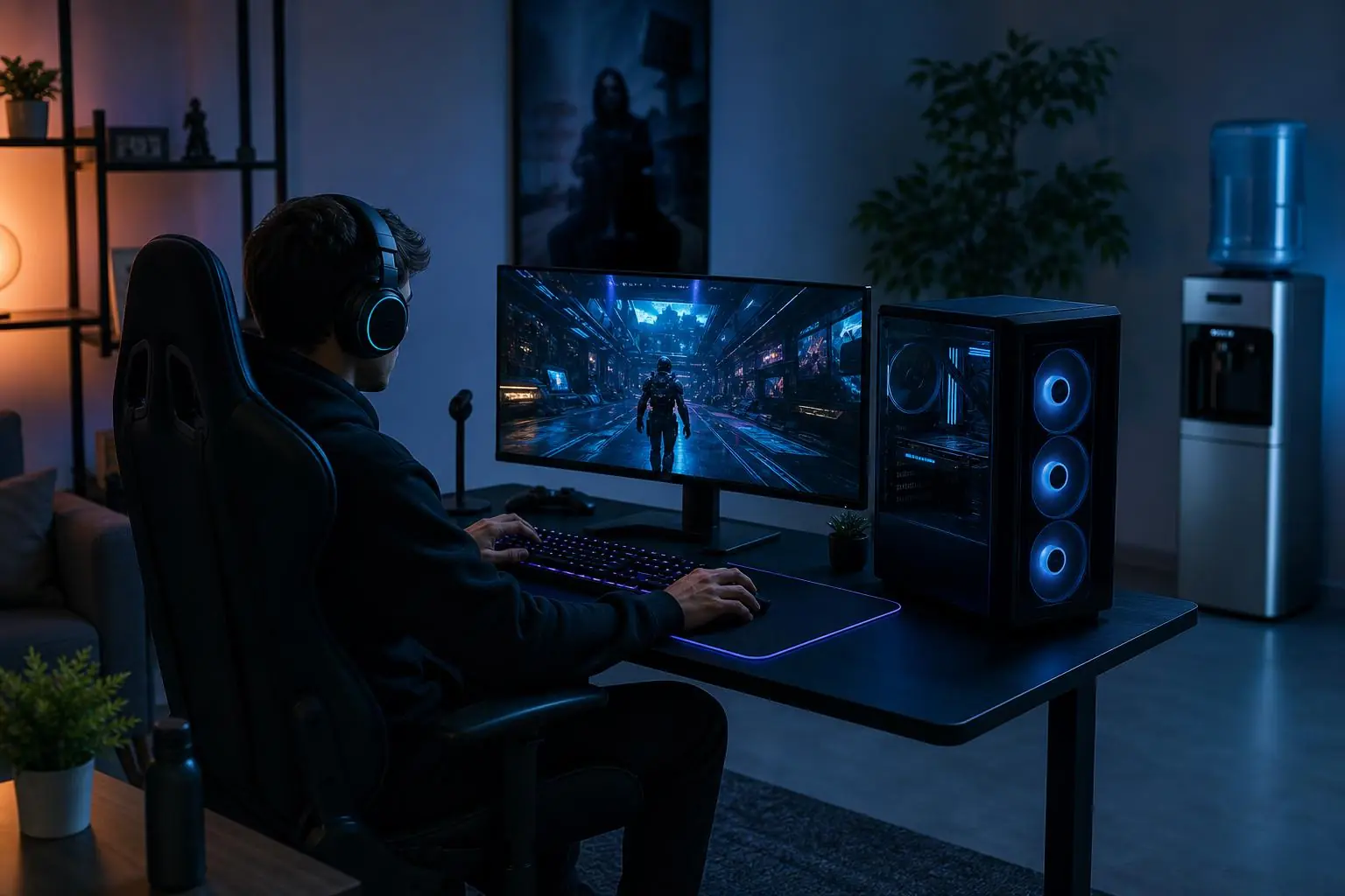 Setup gaming BlackHorse con silla y escritorio diseñados para jugar con comodidad y rendimiento