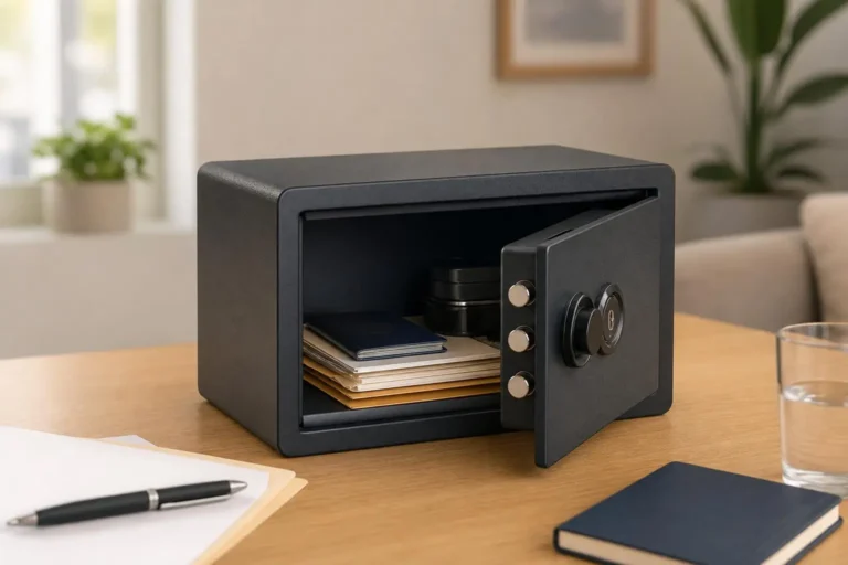 Caja de seguridad compacta para proteger documentos importantes durante una emergencia