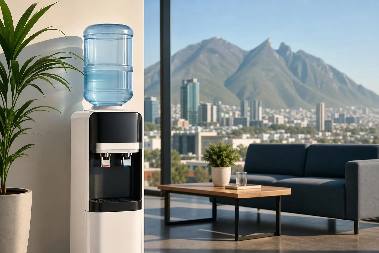 Dispensador de agua Royal Aqua en un espacio comercial de Monterrey durante la temporada de calor