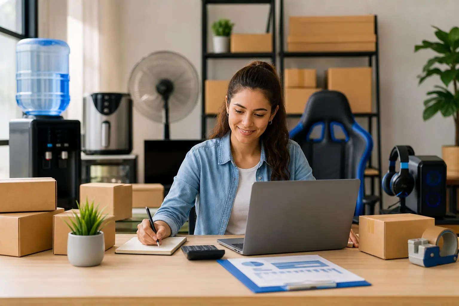 Pequeño negocio con caja registradora y herramientas para organizar el flujo de ventas