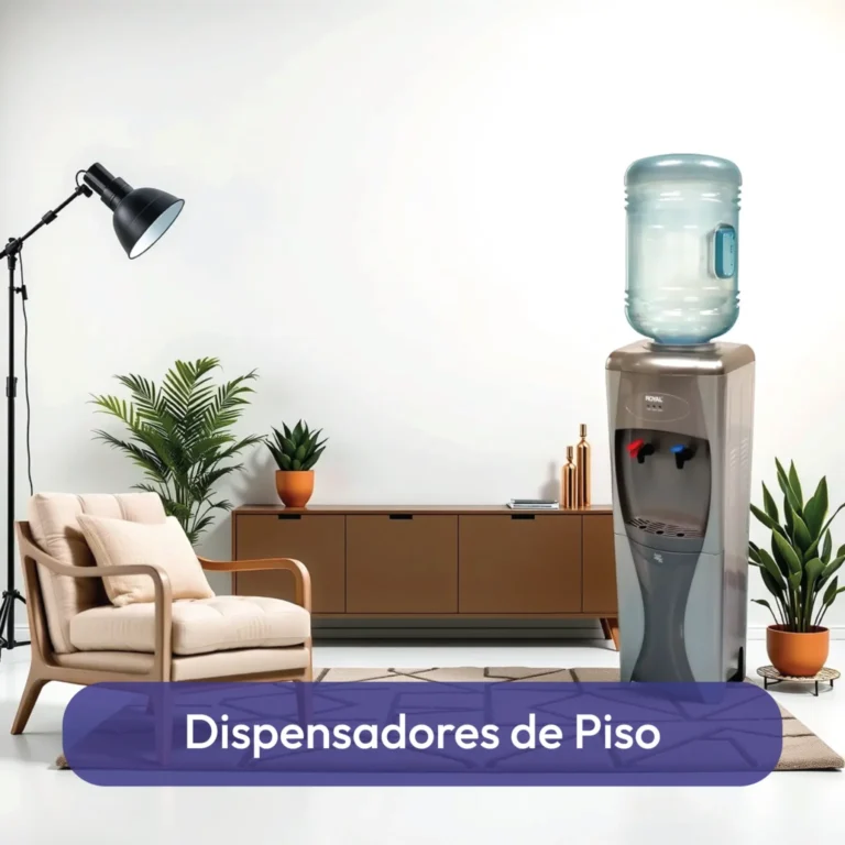 Dispensador de agua de piso con garrafón en una sala, imagen de la guía de diagnóstico