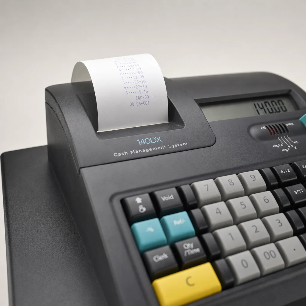 Impresora de recibos de la caja registradora Royal 140DX con rollo de papel de 57 mm