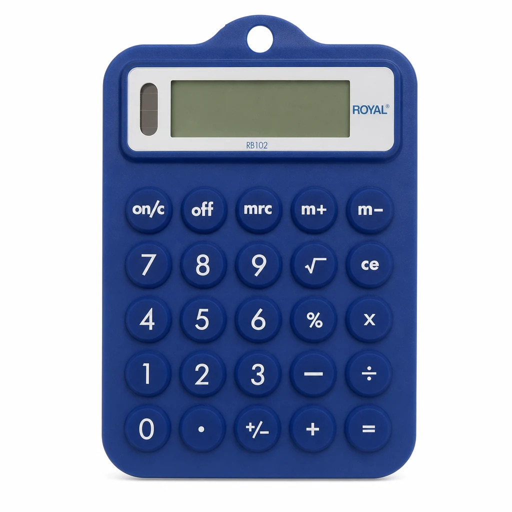 Calculadora flexible Royal FlexCalc RB102 azul de 8 dígitos con teclas de silicón