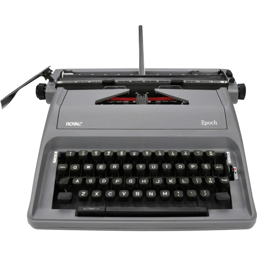 Máquina de escribir manual Royal Epoch color gris con teclado de 44 teclas
