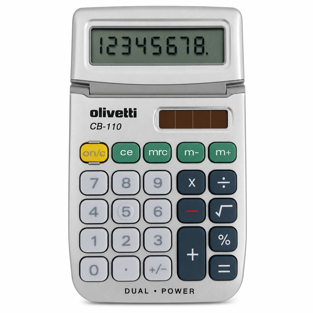 Olivetti CB-110: Calculadora de Bolsillo de 8 Dígitos con Energía Dual