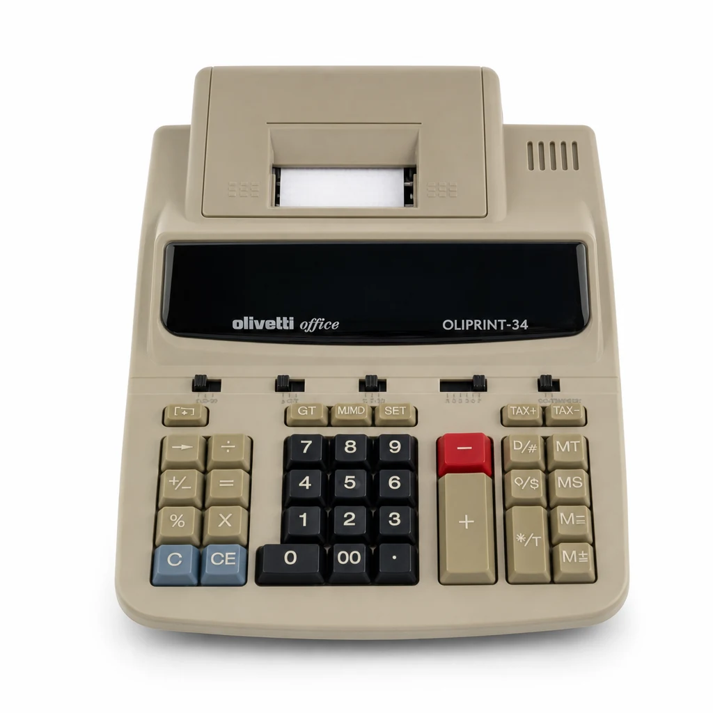 Olivetti Oliprint 34: Calculadora con Impresora de 12 Dígitos e Impresión Bicolor