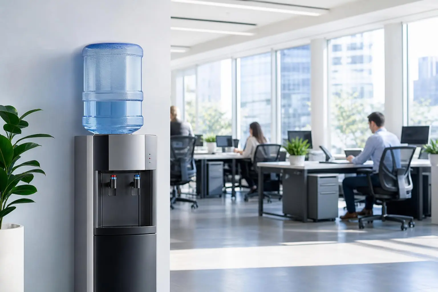 Dispensador Royal Aqua Arctic suministrando agua fría en una oficina moderna