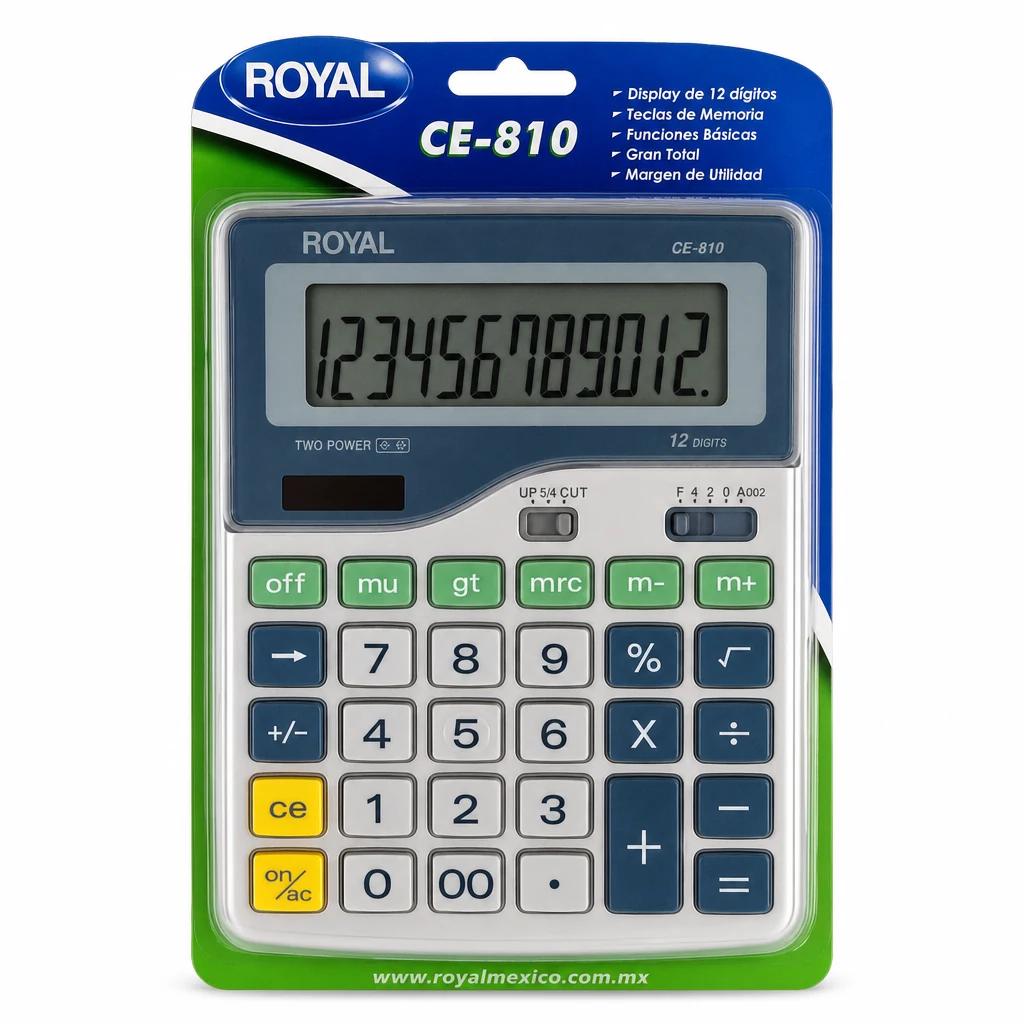 Royal CE-810: Calculadora de Escritorio de 12 Dígitos con Gran Total y Margen de Utilidad