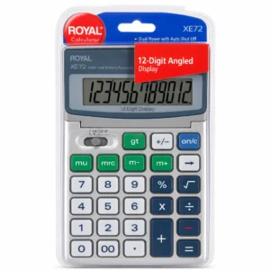 Royal XE72: Calculadora de 12 Dígitos con Pantalla Inclinada y Energía Dual