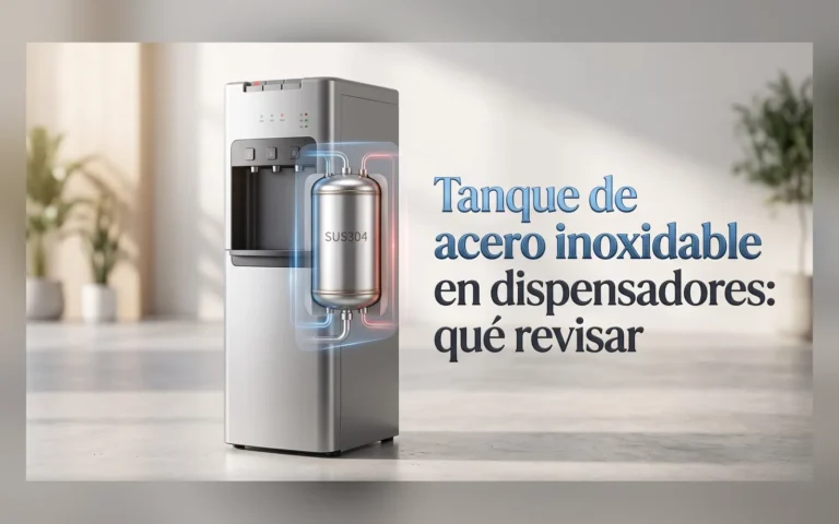 Dispensador de agua con el tanque interior de acero inoxidable SUS304 a la vista